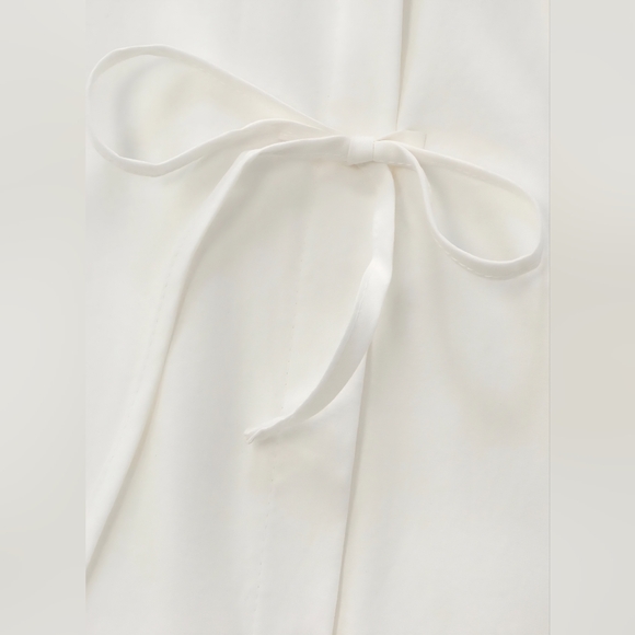 Pretty Garden White Babydoll Puff Sleeves‎ Dress w Pockets Size M NWT - Picture 9 of 12